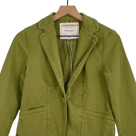 Anthropologie Cartonnier Kittery Green Elbow Patch Blazer Jacket Size 2 - Picture 3 of 7
